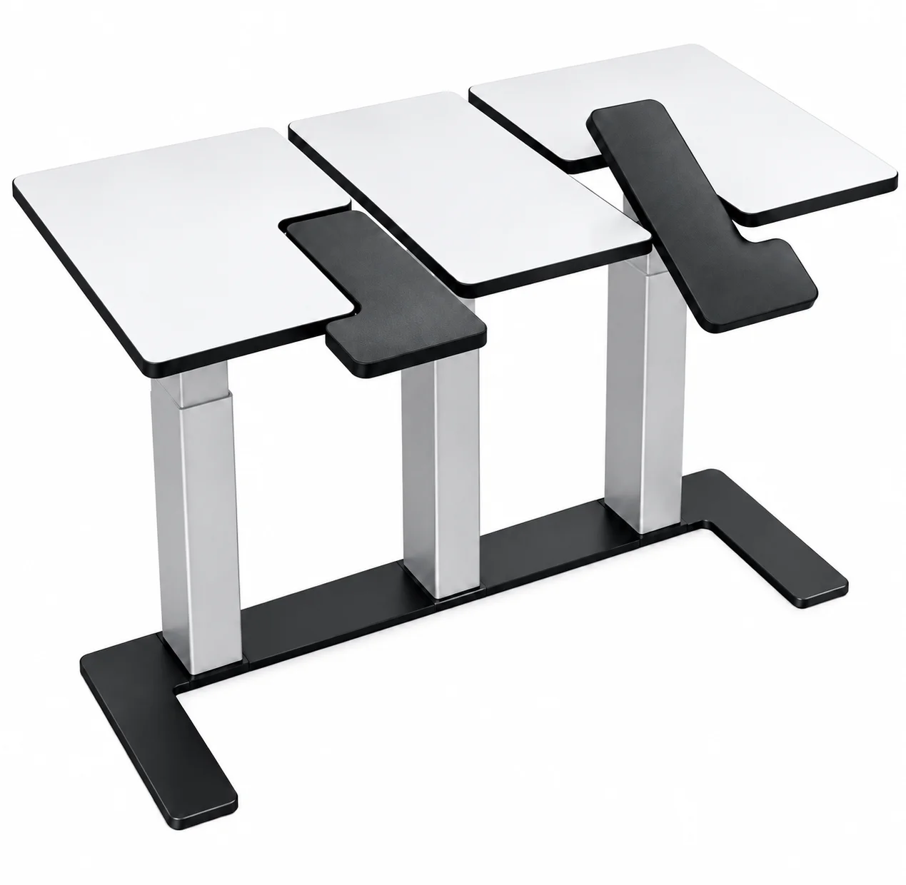 Weighing table with three tops, armrests and height adjustment on a light background